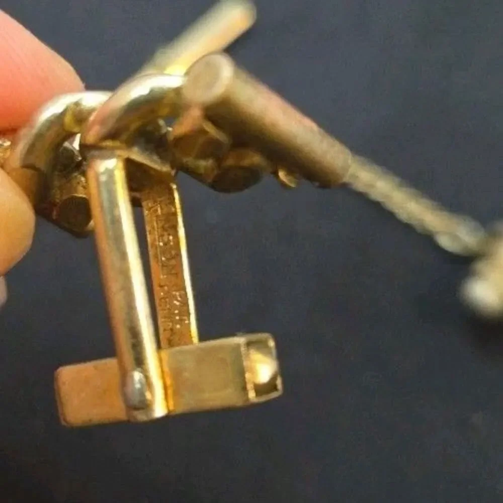 Vintage Ansen Cufflinks With Tie Chain Goldtone